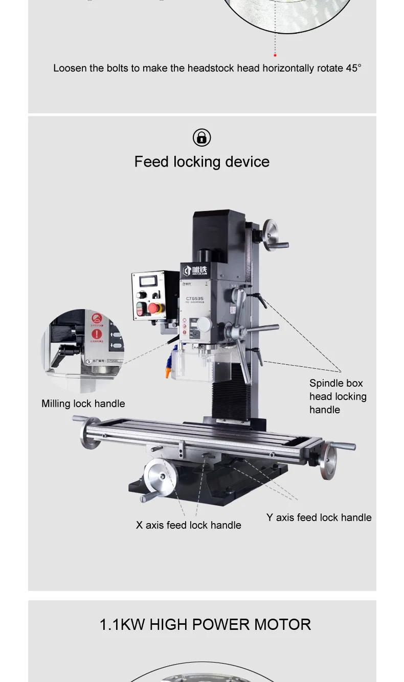 35mm Drilling Milling Machine Weiss Ctgs35 with Dro and Automatic Feeding