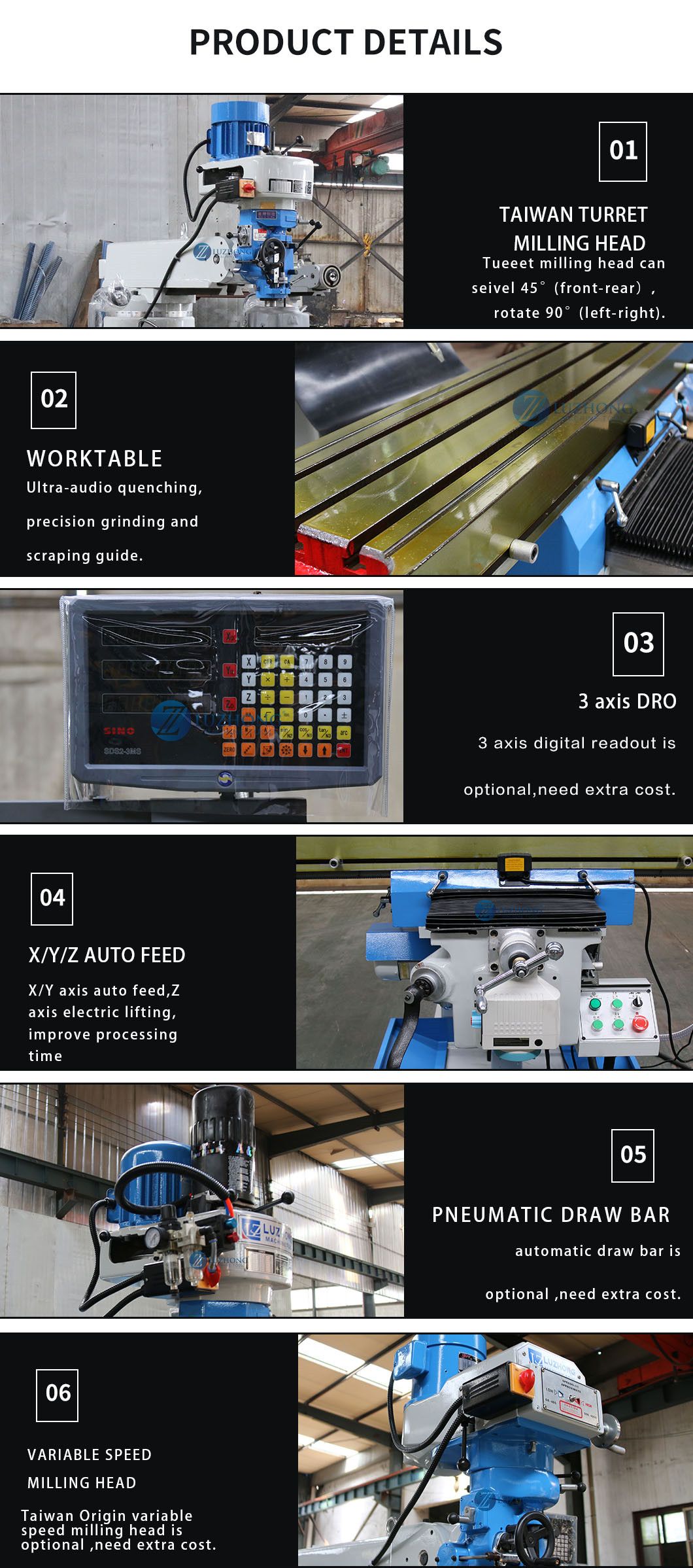 China Vertical Turret Head Milling Machine 4H 5H Milling Machines