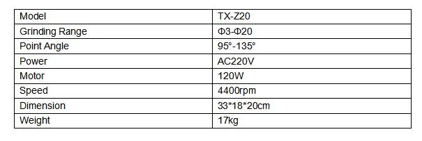 Chinese Factory Mini Grinding Machine Tx- Z20 Bit Drill Portable Sharpening Machine for HSS Materials
