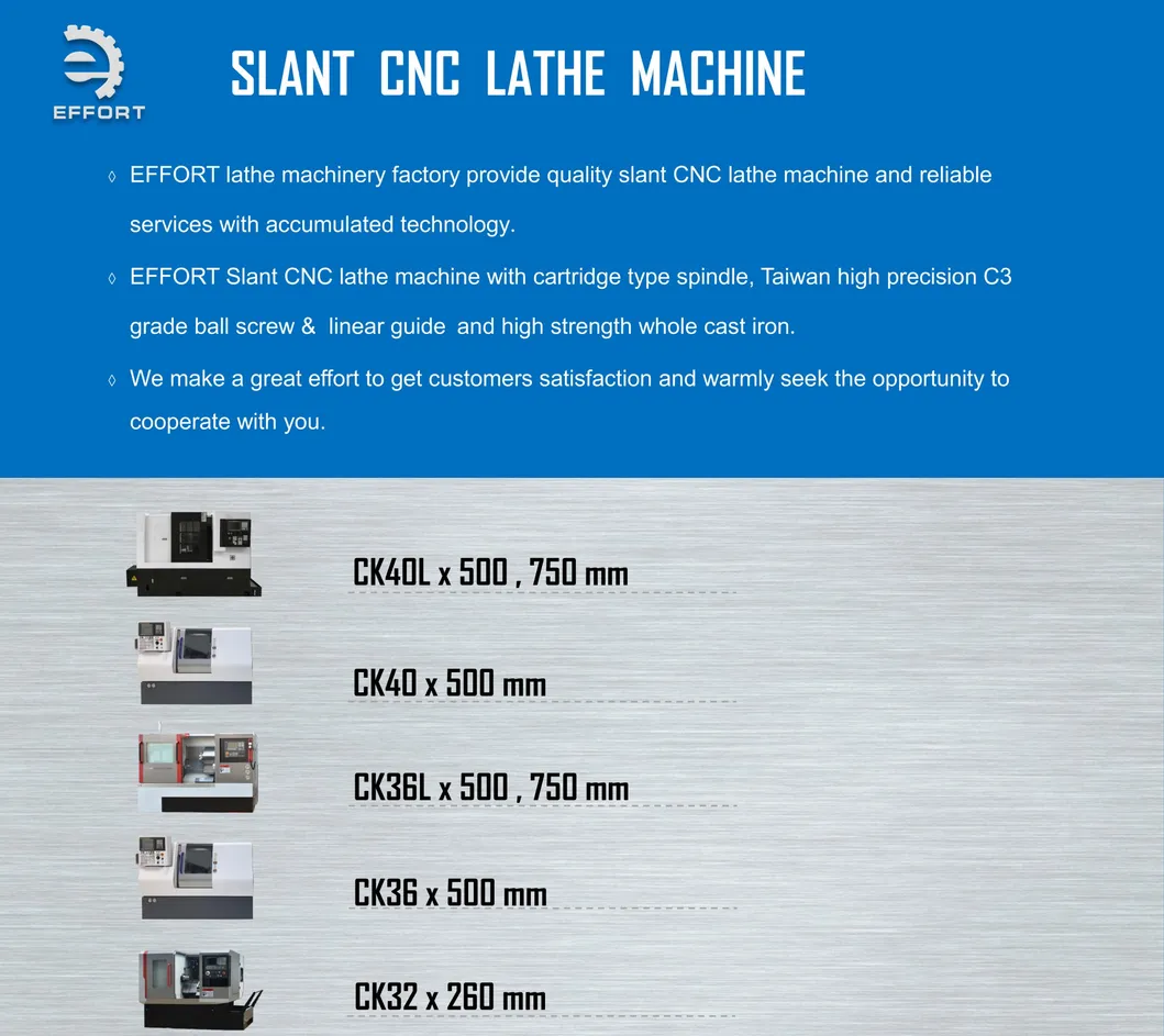 Ck36lx750mm Slant CNC Lathe / High Rigidity & Precision Model for Long Bar Workpiece