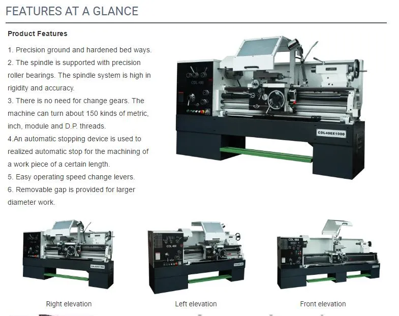 Conventional Metal Turning Lathe Machine Cdl500/1500