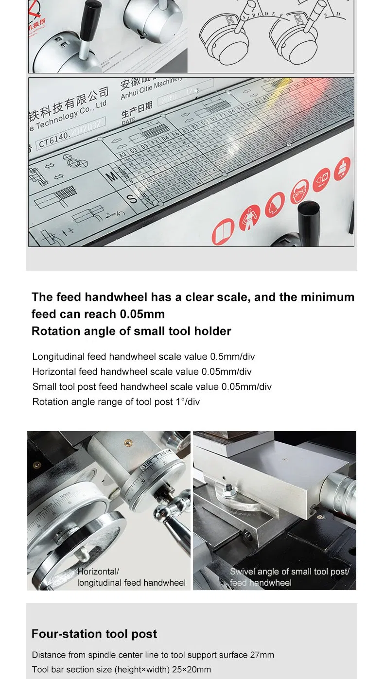 Good Price Heavy Duty Metal Turning Precision Manual Lathe Machine CT6140