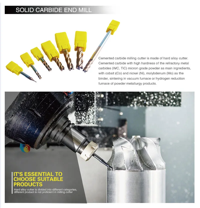 HRC45 HRC50 HRC55 4 Flutes Solid Carbide Square End Mill