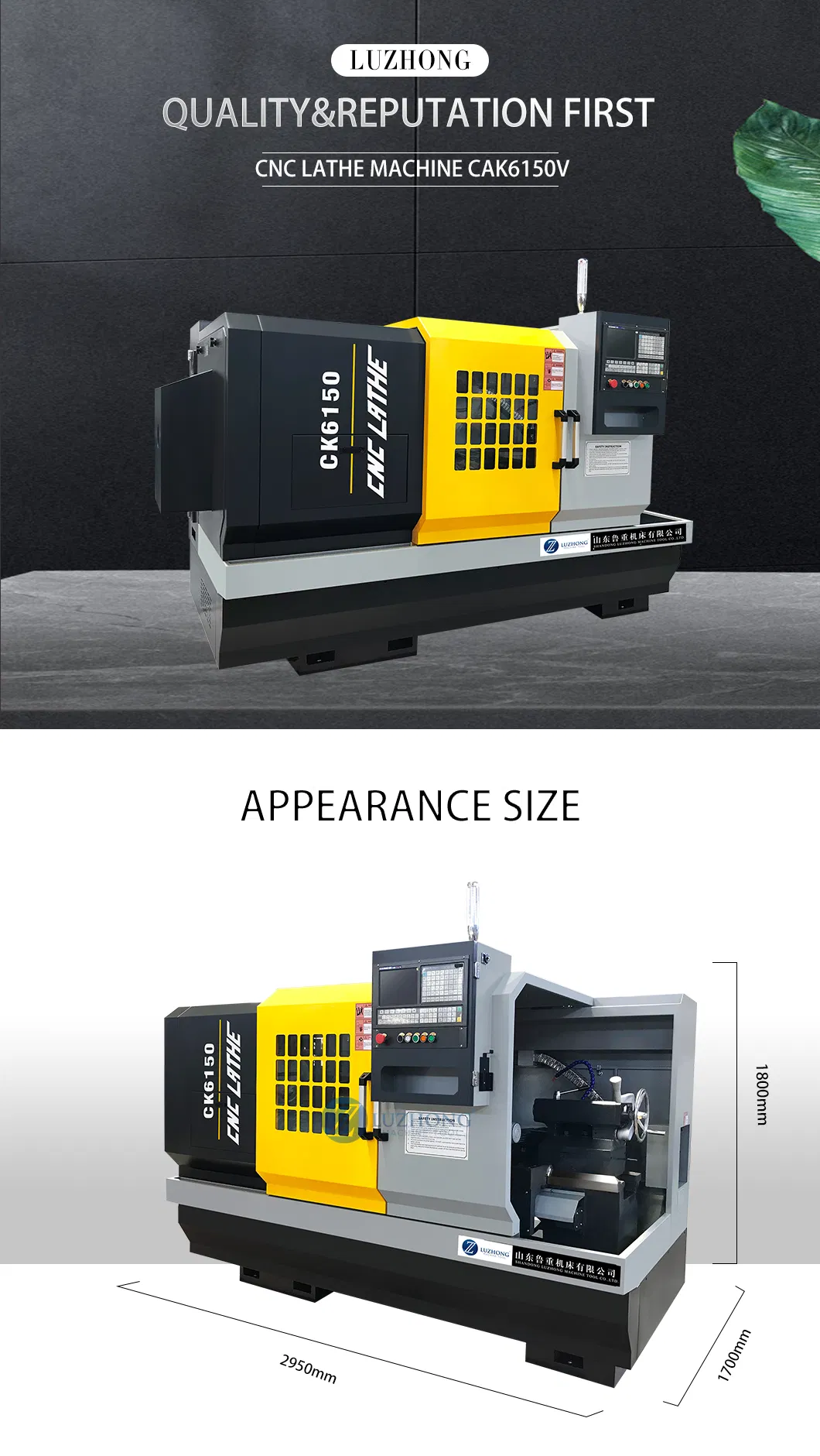 Luzhong horizontal cnc CAK6150V turning lathe machine Torno