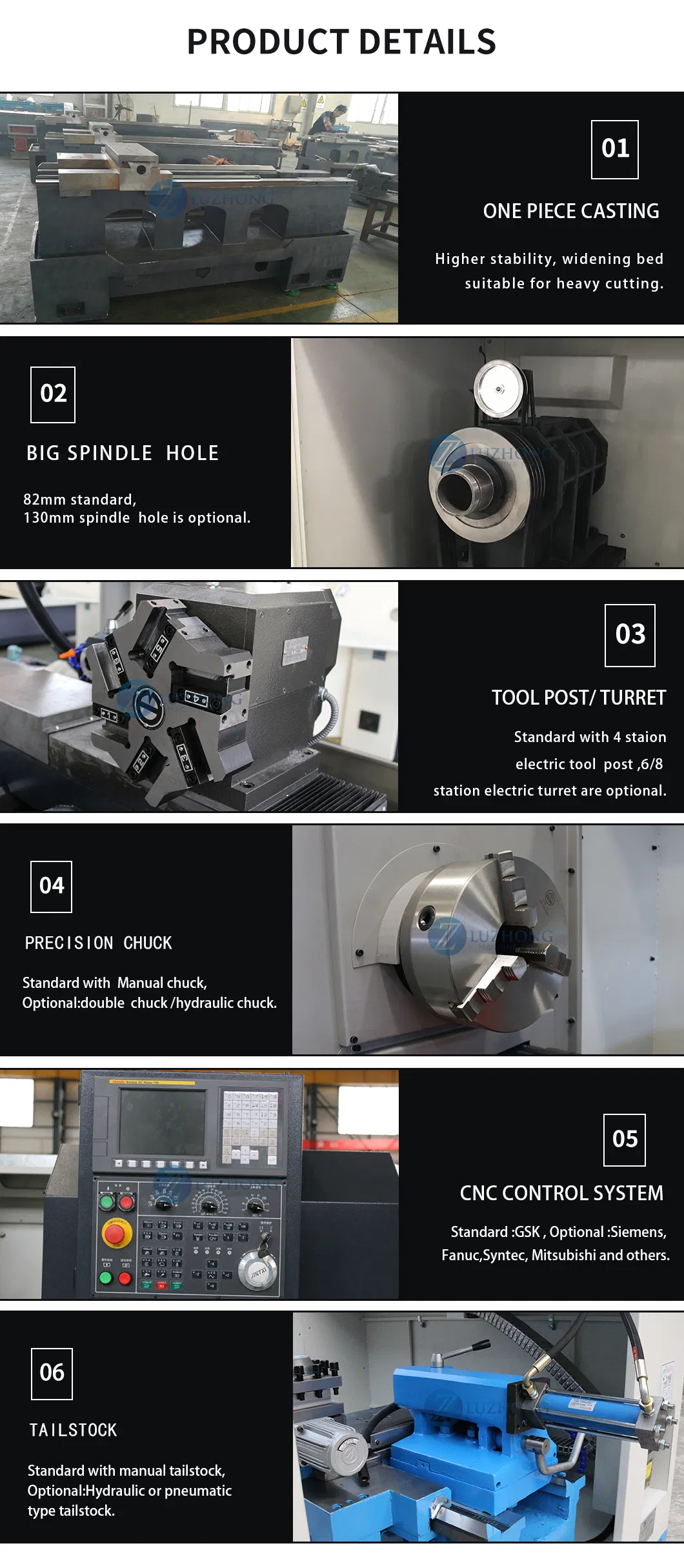 Luzhong horizontal cnc CAK6150V turning lathe machine Torno