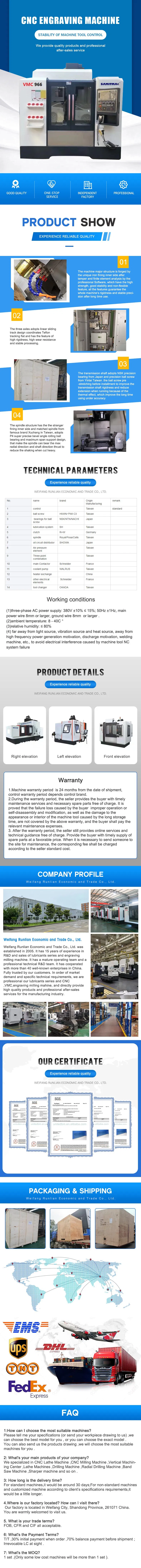 Milling Machine CNC 3 Axis Vertical Machining Center Vmc 1160