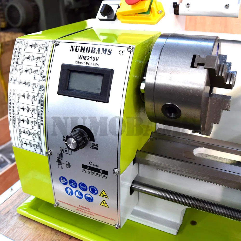 Numobams Wm210L 850W Brushless Motor Mt5 Spindle 800mm Working Length with 125mm Chuck Mini Metal Lathe Machine
