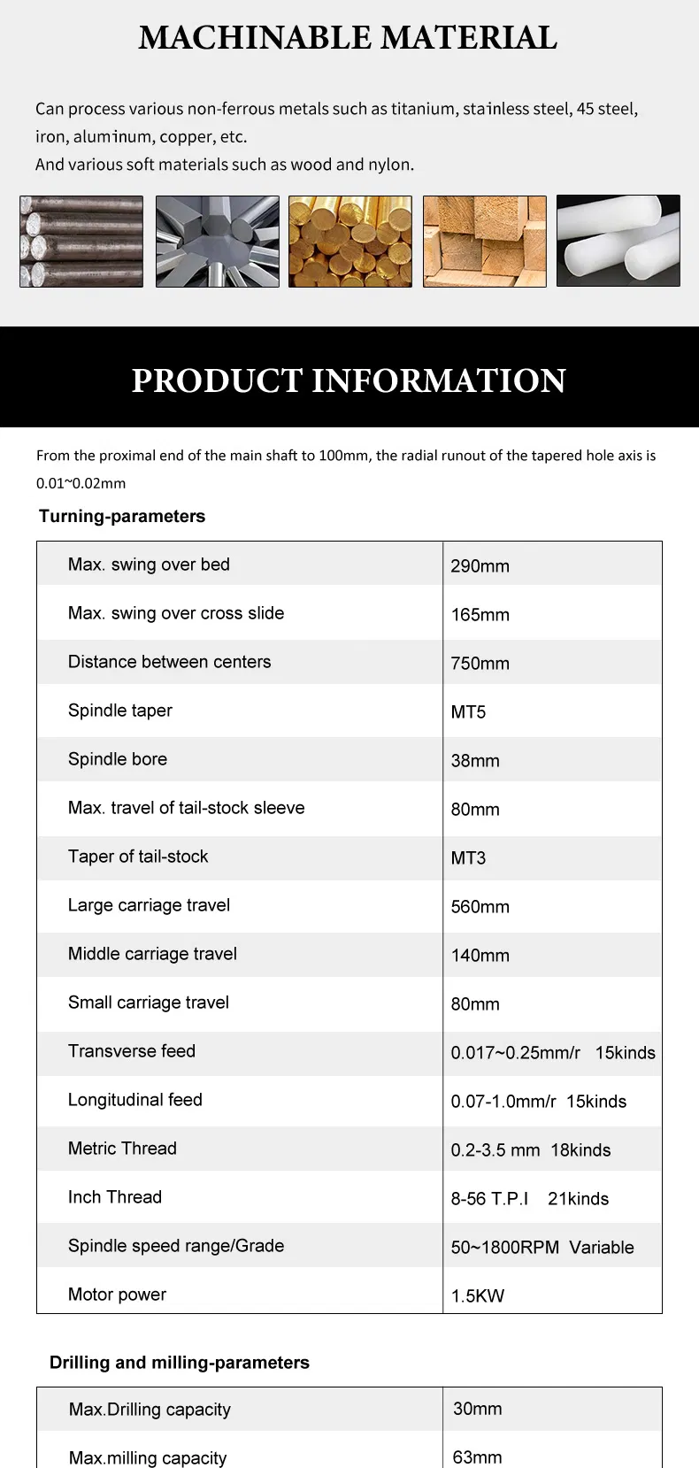 Precision Multi Purpose Mini Lathe CT2930 Machine with Drilling Milling Function