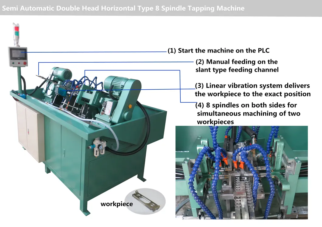Semi Automatic Double Head Horizontal Type Multi Spindle Tapping Machine for Punching Profiles