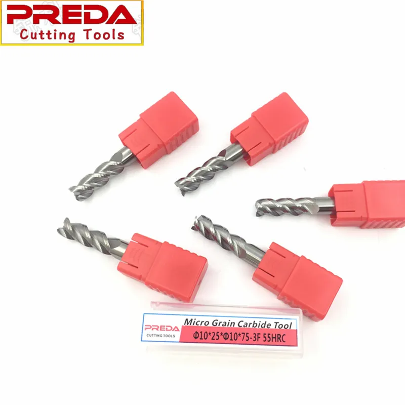 Tungsten Carbide 3 Flutes 10mm HRC55 Aluminium Processing End Mills