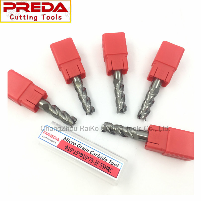 Tungsten Carbide 3 Flutes 10mm HRC55 Aluminium Processing End Mills