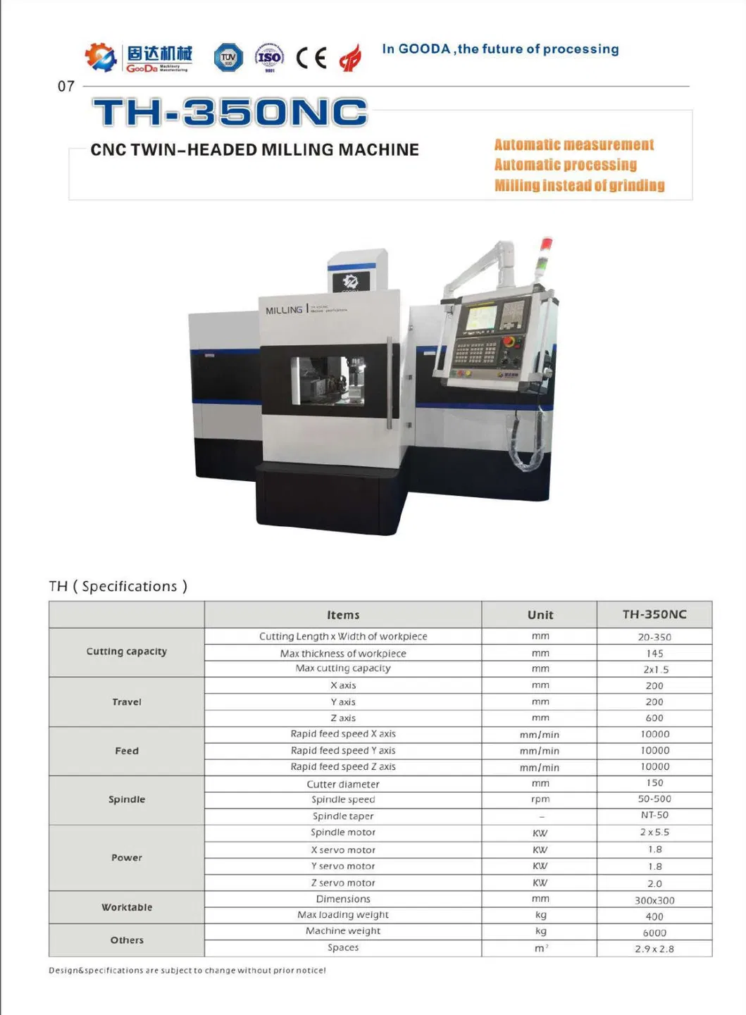 Twin Head Horizontal Milling Machine for Precision Steel Block