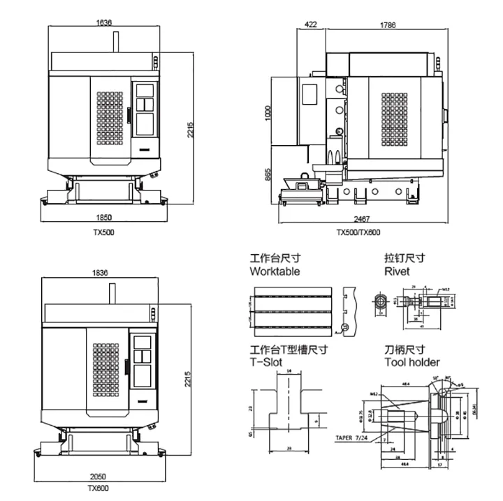 Tx600 High Speed CNC Milling Machine Tool for Medical Parts with Bt30