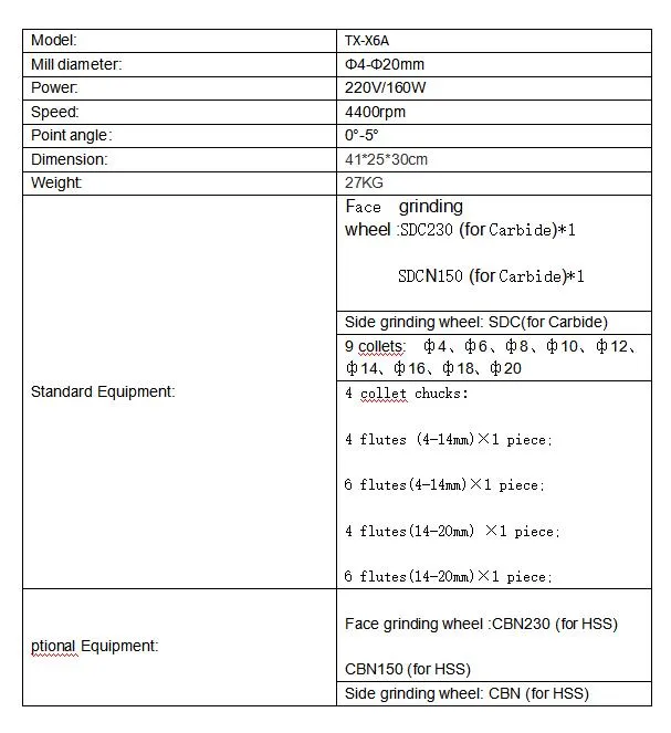 Txzz Tx-X6a Hot Spiral High Quality End Mill Sharpening Grinder Machine 4-14mm CNC Router Bit Sharpener