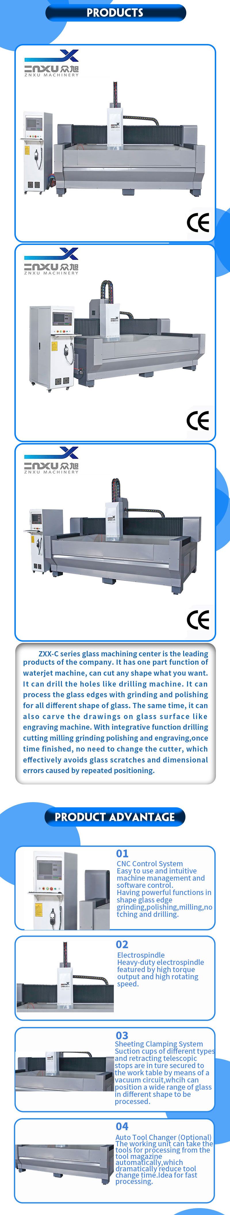 Zxx-C3018 Cutting Grinding Milling Polishing Carving CNC Glass Machining Center
